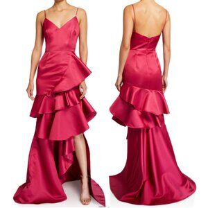 Flor Et. Al Oates Duchess Tiered Ruffle Satin Cami Gown size 12